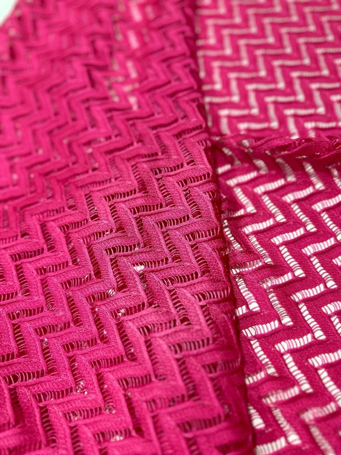 Zigzag Knit Jersey Fabric - Pink Mesh Fabric for Crafting and Sewing