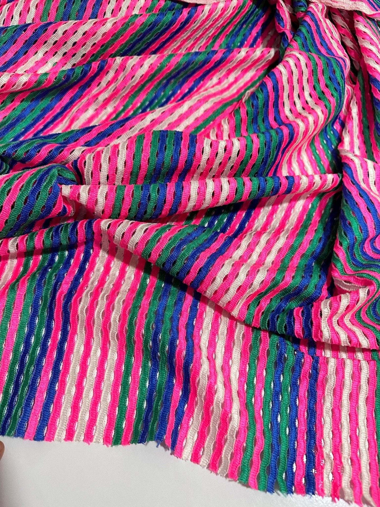 Pink Striped Knit Jersey Fabric