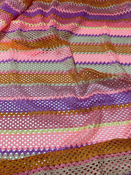 Pink Striped Knit Jersey Fabric