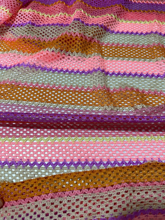 Pink Striped Knit Jersey Fabric