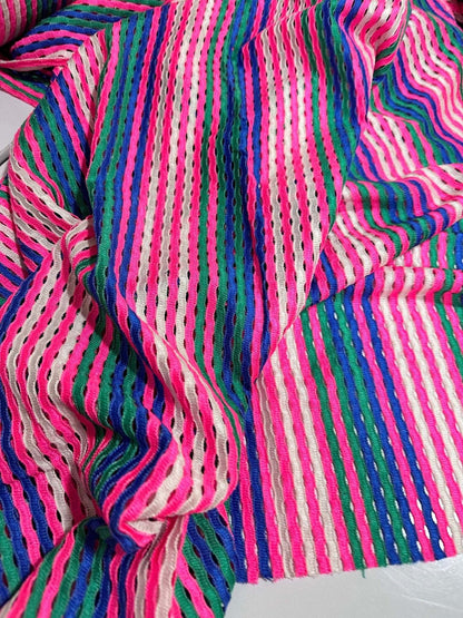 Pink Striped Knit Jersey Fabric