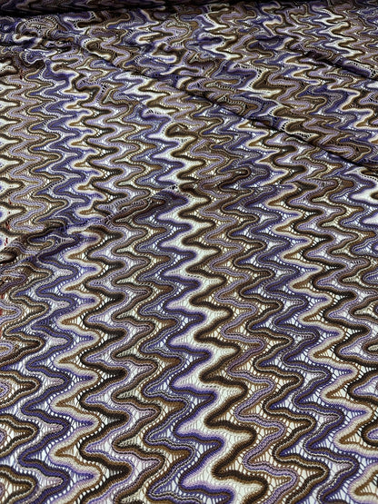 Purple Brown Zigzag Knit Jersey Mesh Fabric for Versatile Sewing Projects