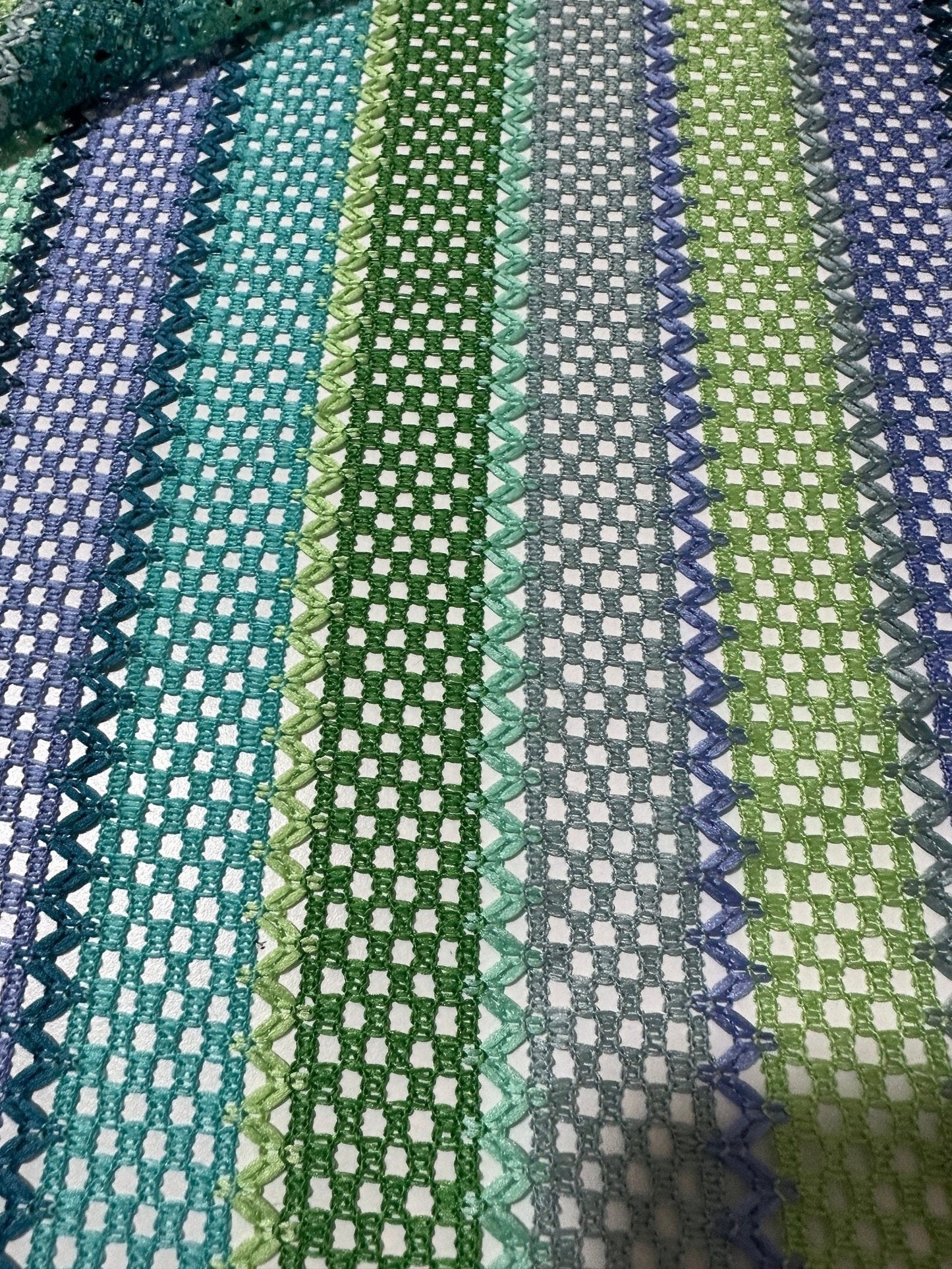 Striped Knit Mesh Fabric in Green Tones for Creative Projects