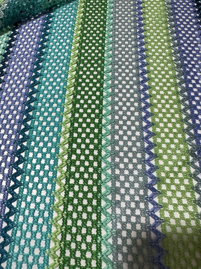 Striped Knit Mesh Fabric in Green Tones for Creative Projects