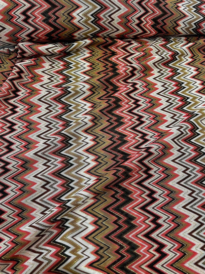 Coral Zigzag Knit Jersey Fabric  Luxury Mesh Italian Design