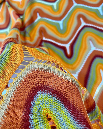 Zigzag Knit Jersey Mesh Fabric