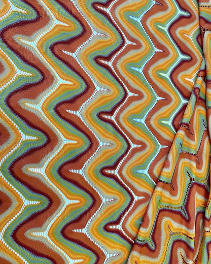 Zigzag Knit Jersey Mesh Fabric