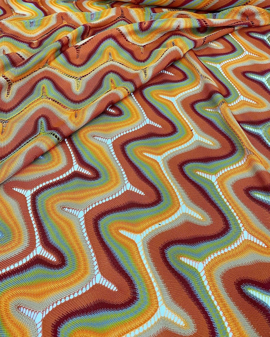 Zigzag Knit Jersey Mesh Fabric