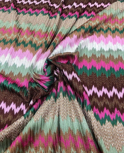 Shiny Zigzag Knit Jersey Mesh Fabric