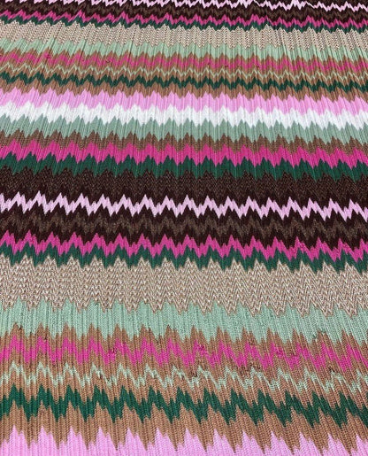 Shiny Zigzag Knit Jersey Mesh Fabric