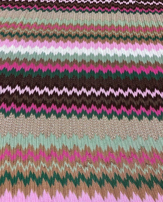 Shiny Zigzag Knit Jersey Mesh Fabric
