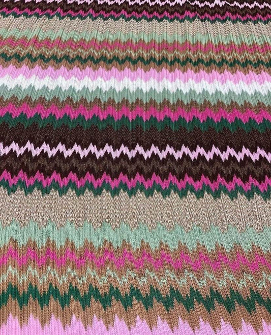 Shiny Zigzag Knit Jersey Mesh Fabric