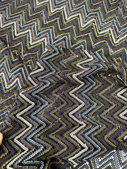 Shimmering Zigzag Knitted Mesh Fabric
