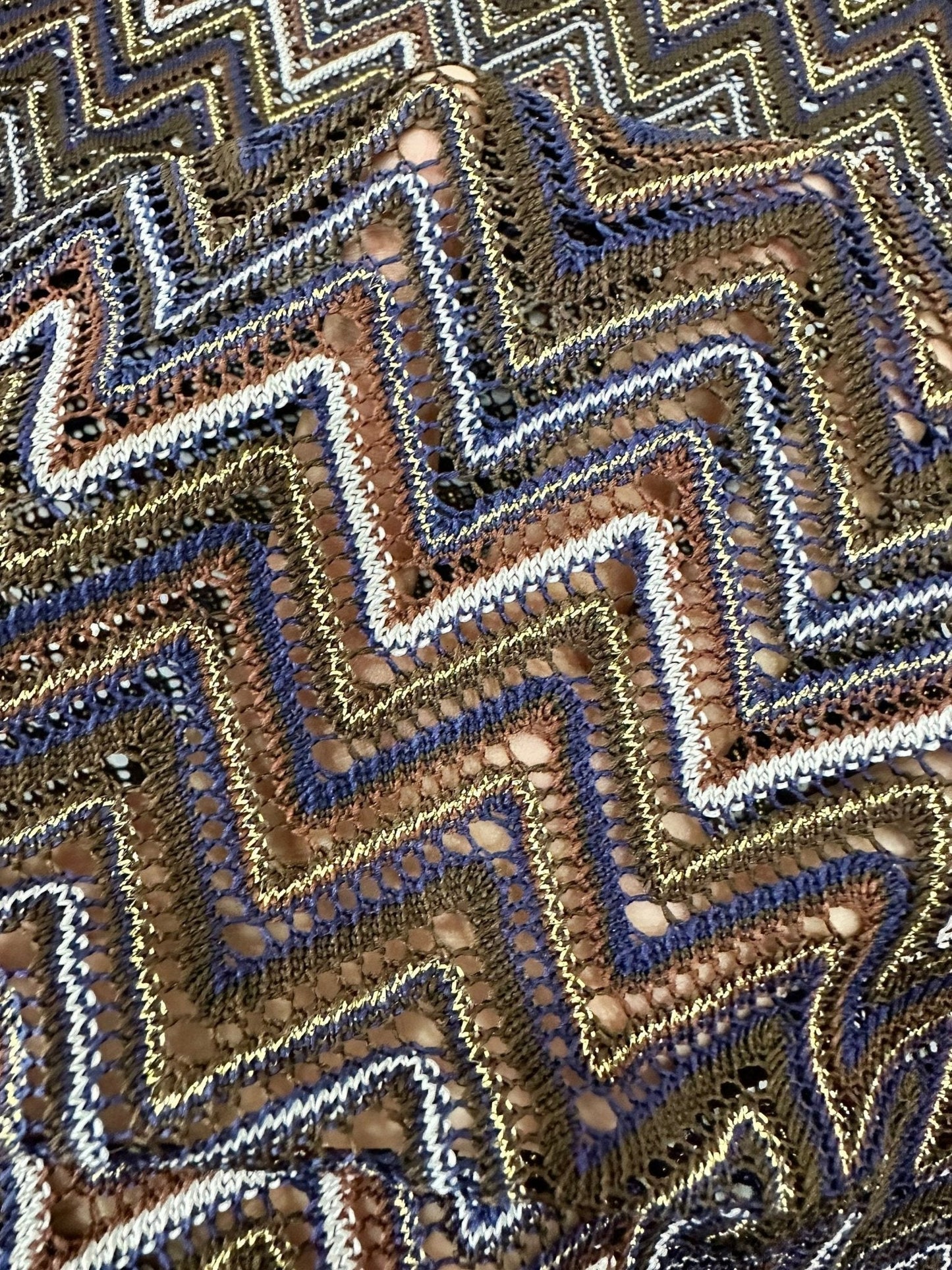 Shimmering Zigzag Knitted Mesh Fabric