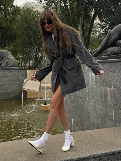 Mid-Length Double-Breasted British-Style Wool Coat