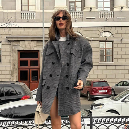 Mid-Length Double-Breasted British-Style Wool Coat