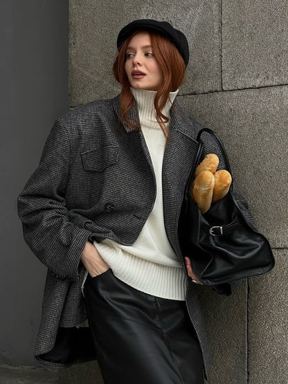 Mid-Length Double-Breasted British-Style Wool Coat