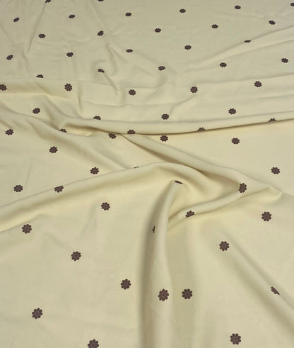Minimal Yellow Fabric with Small Brown Floral