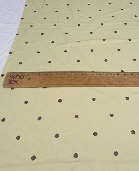 Minimal Yellow Fabric with Small Brown Floral