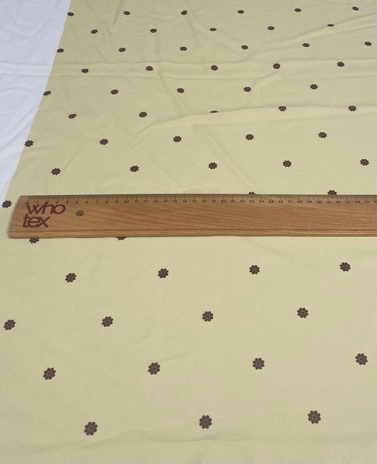 Minimal Yellow Fabric with Small Brown Floral