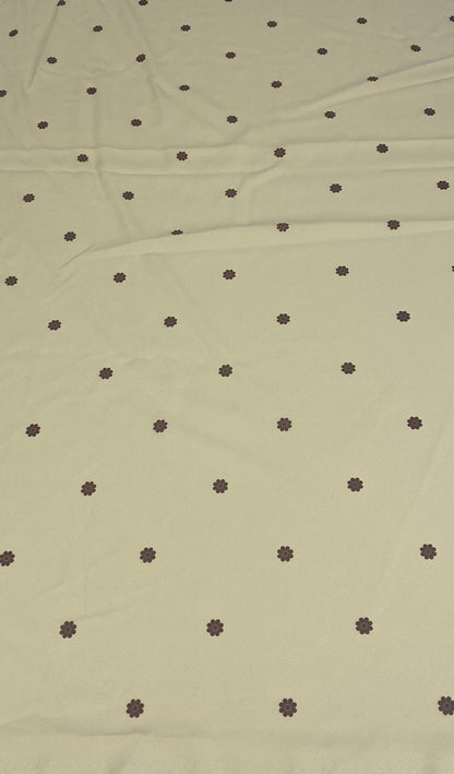 Minimal Yellow Fabric with Small Brown Floral