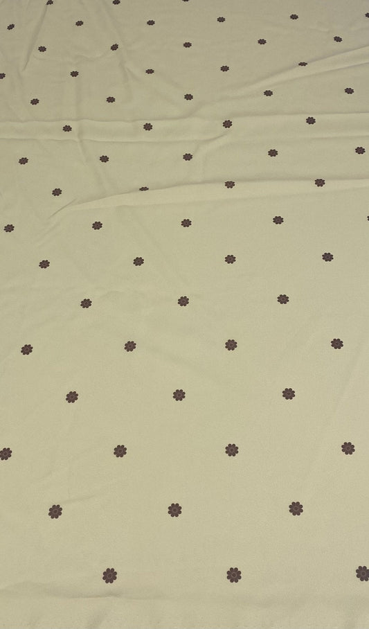 Minimal Yellow Fabric with Small Brown Floral