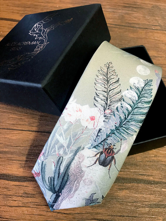 Sage Green Silk Tie, 'Mirage' Men's Luxury Tie in Sage Green