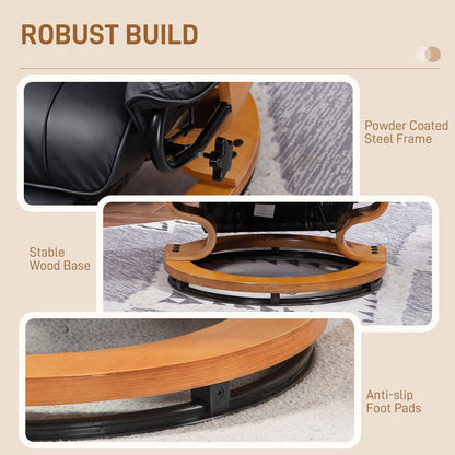 HOMCOM PU Leather Reclining Armchair with Footrest for Living Room