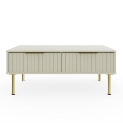 Nervata Coffee Table White & Gold 2 Drawers