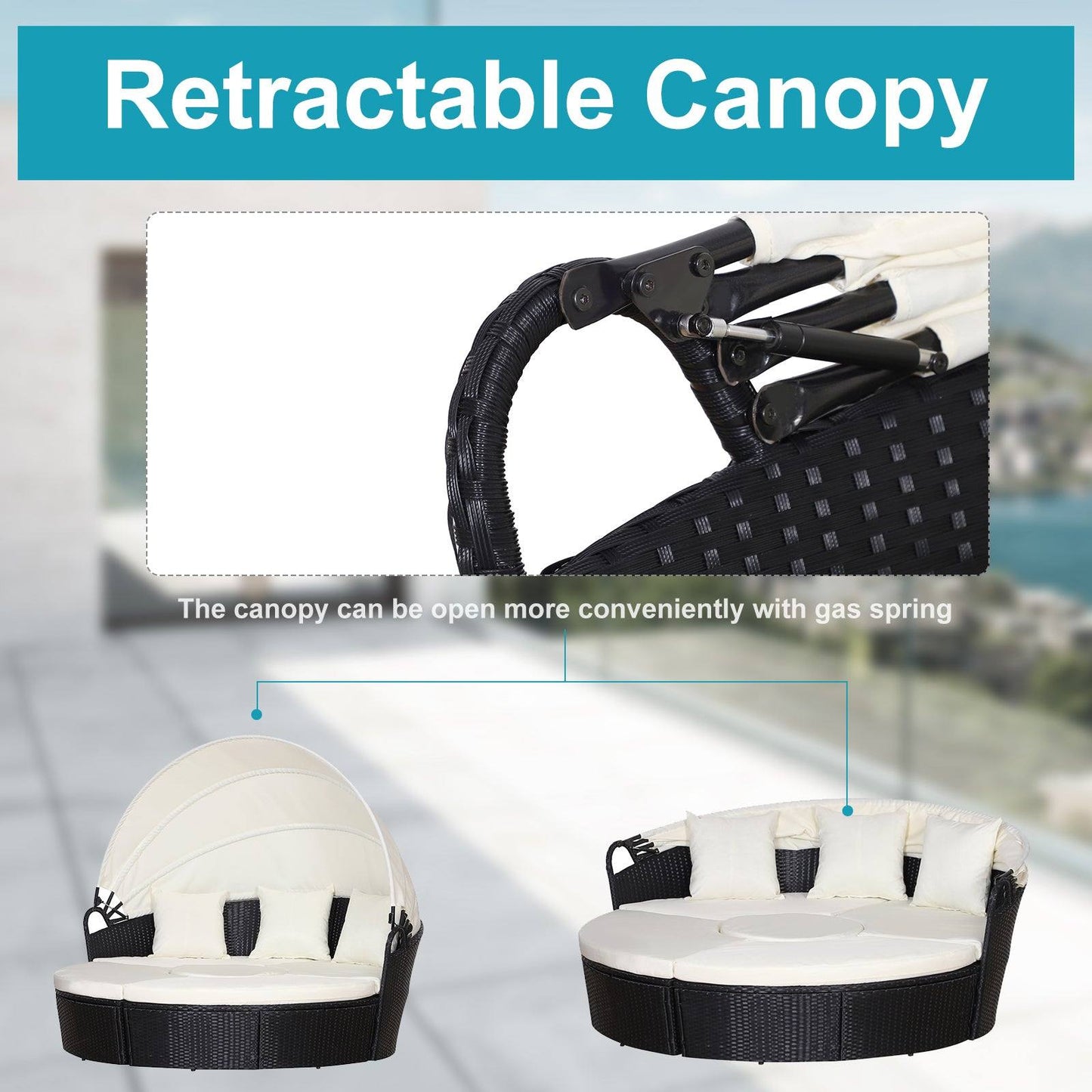 Five-Piece Rattan Garden Bed