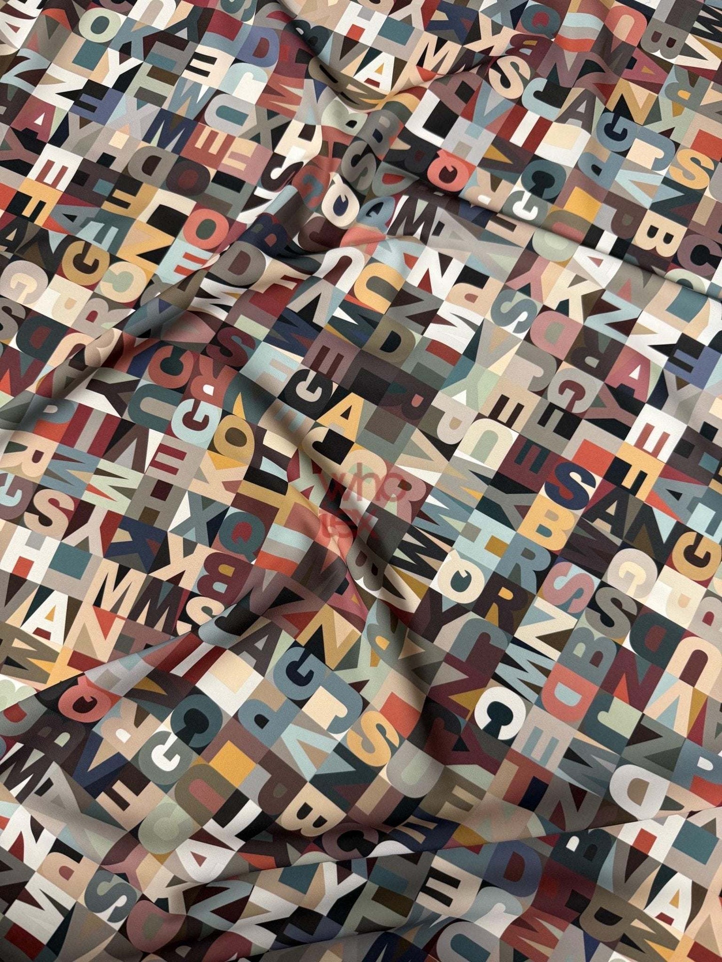 Modern Alphabet Pattern Fabric – Multiple Fabric Options, Sold by Metre