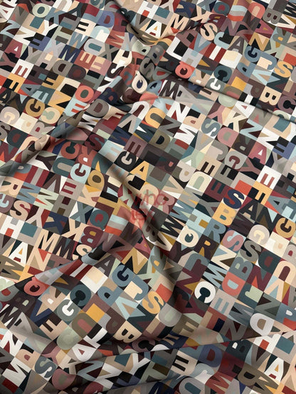 Modern Alphabet Pattern Fabric – Multiple Fabric Options, Sold by Metre