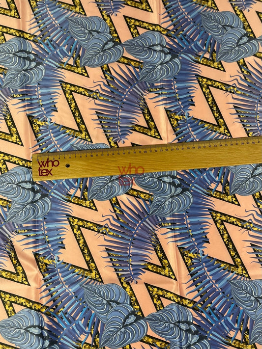 Modern Geometric and Tropical Leaf Print Fabric