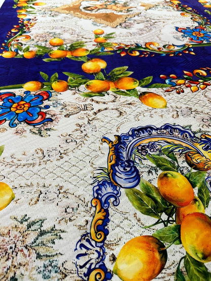 Floral Mosaic  Lemon Angel Pattern Fabric