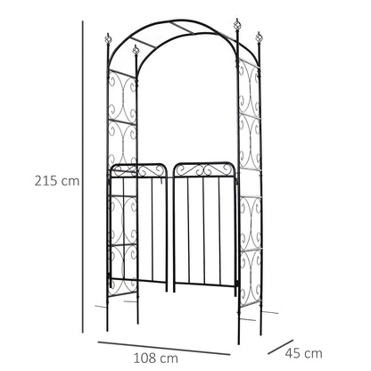 Metal Decorative Backyard Arch Gate Garden Arbor for Climbing Plants Outsunny