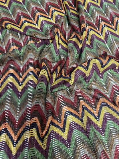 Multicolor Chevron Jacquard Fabric