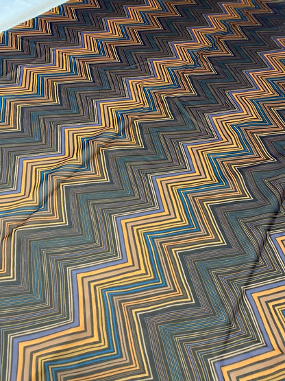 Multicolor Chevron Zigzag Pattern Fabric – Available in Satin, Crepe, Spandex & Chiffon | By Metre