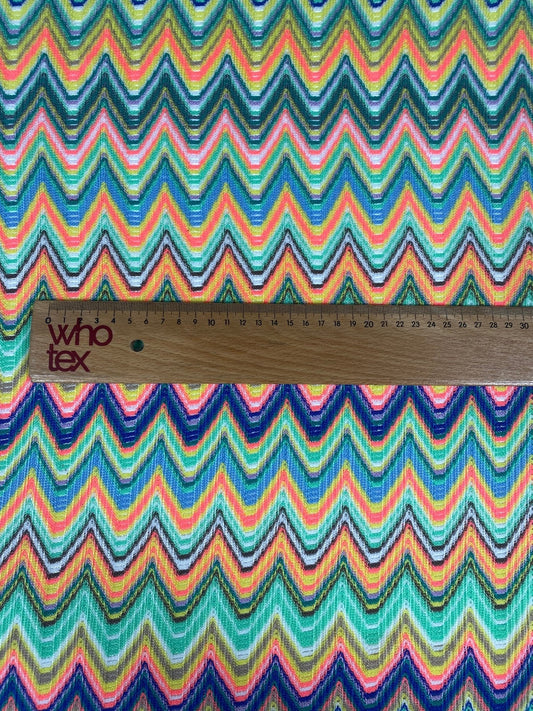 Multicolor Chevron Zigzag Pattern Mesh Fabric
