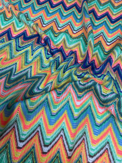 Multicolor Chevron Zigzag Pattern Mesh Fabric