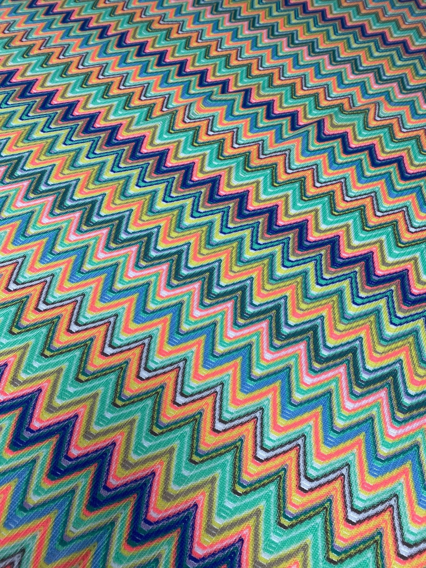 Multicolor Chevron Zigzag Pattern Mesh Fabric