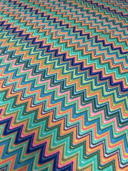 Multicolor Chevron Zigzag Pattern Mesh Fabric