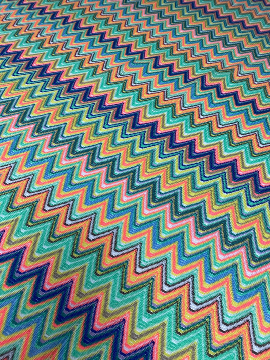 Multicolor Chevron Zigzag Pattern Mesh Fabric