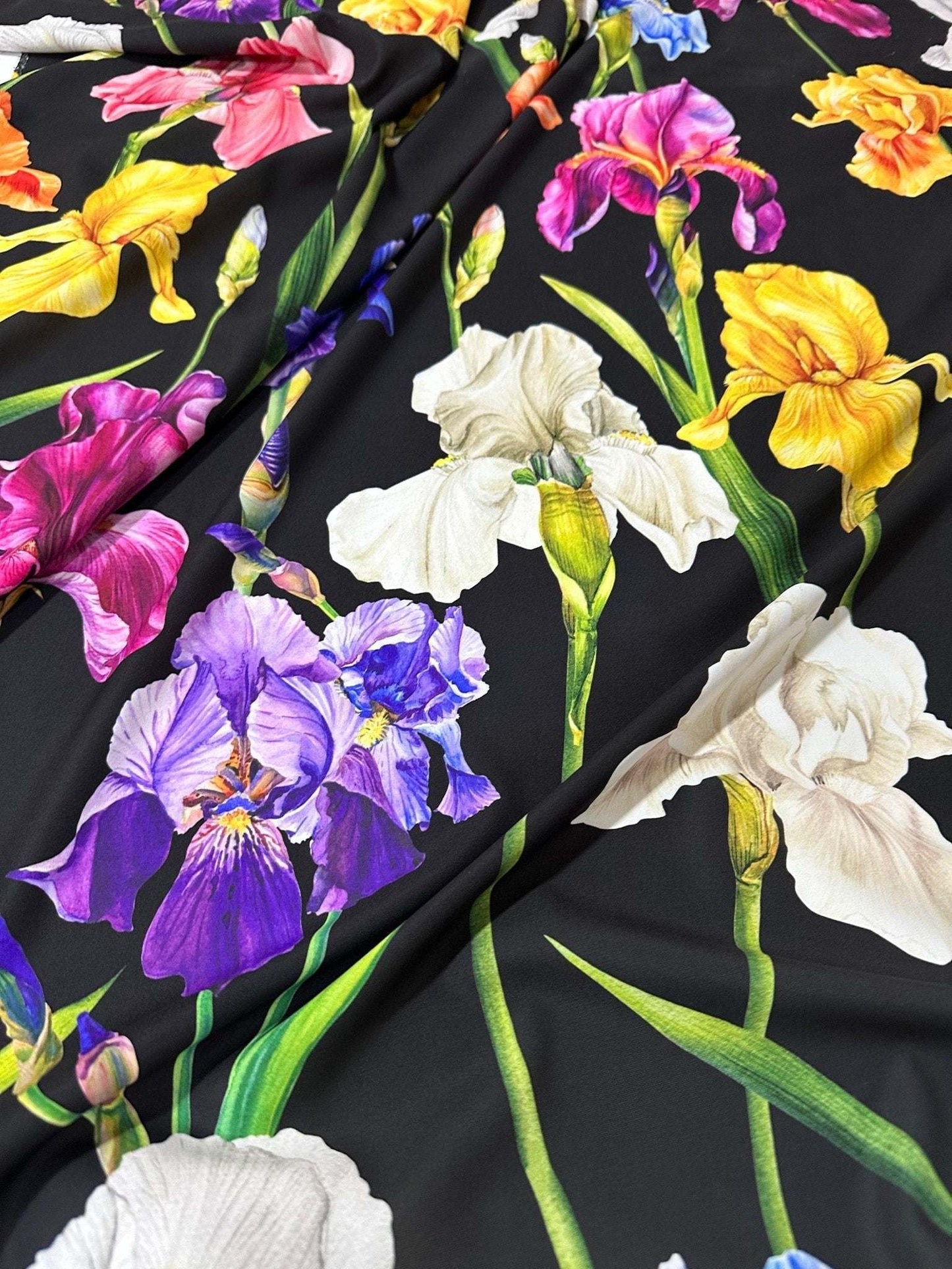 Floral Crepe Fabric – Fabric by Metre, Options: Satin, Crepe, Spandex, Chiffon