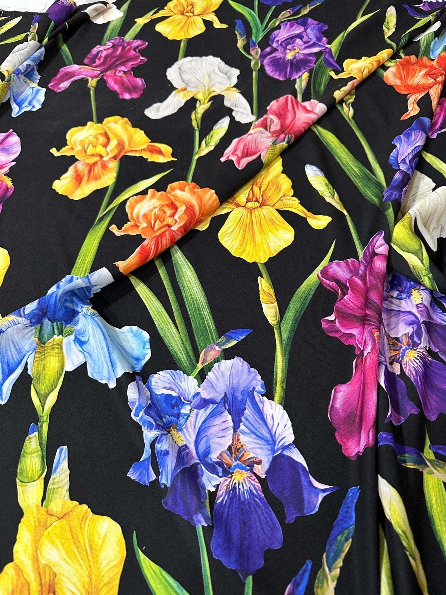 Floral Crepe Fabric – Fabric by Metre, Options: Satin, Crepe, Spandex, Chiffon