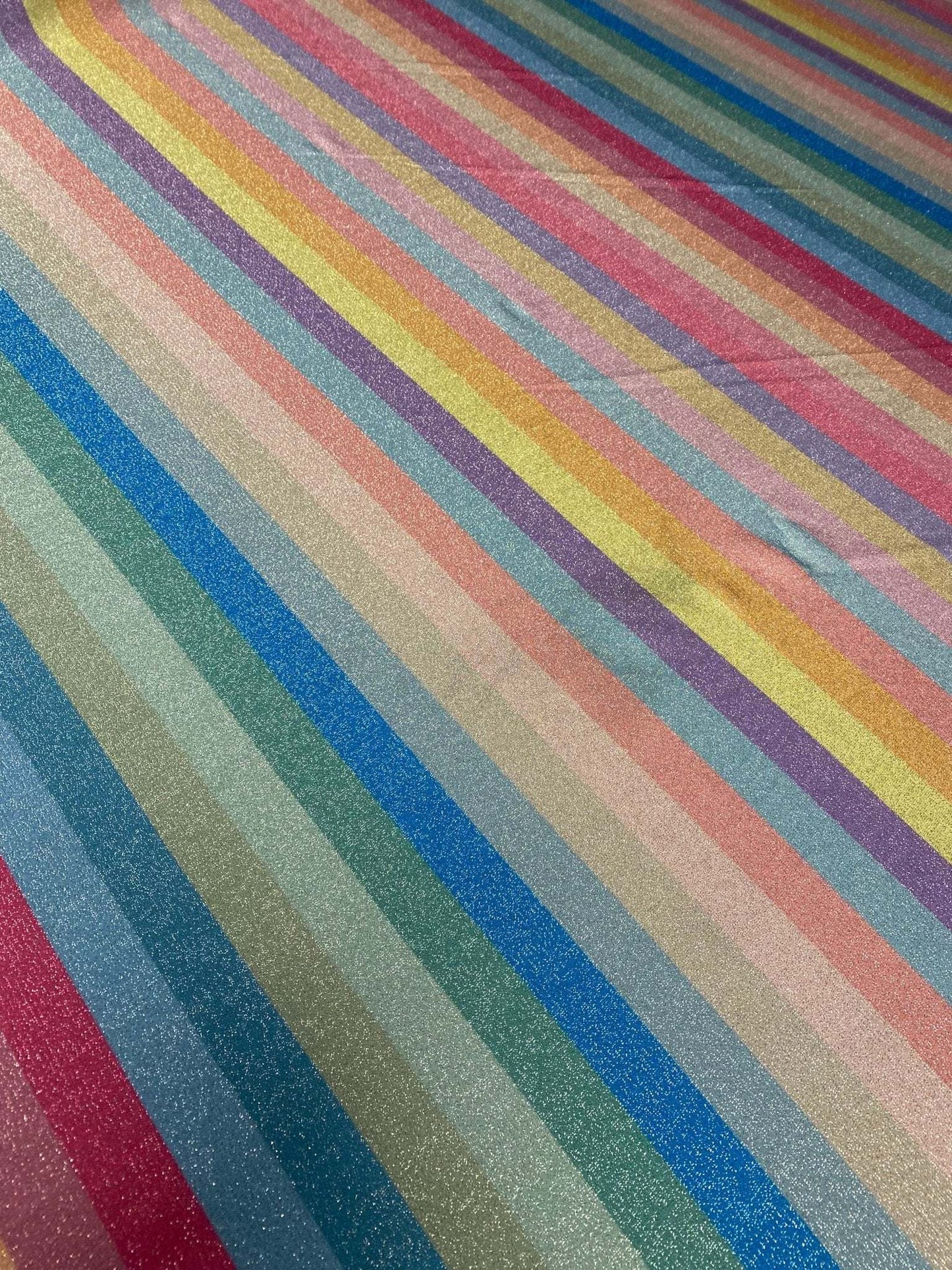 Multicolor Glitter Striped Fabric