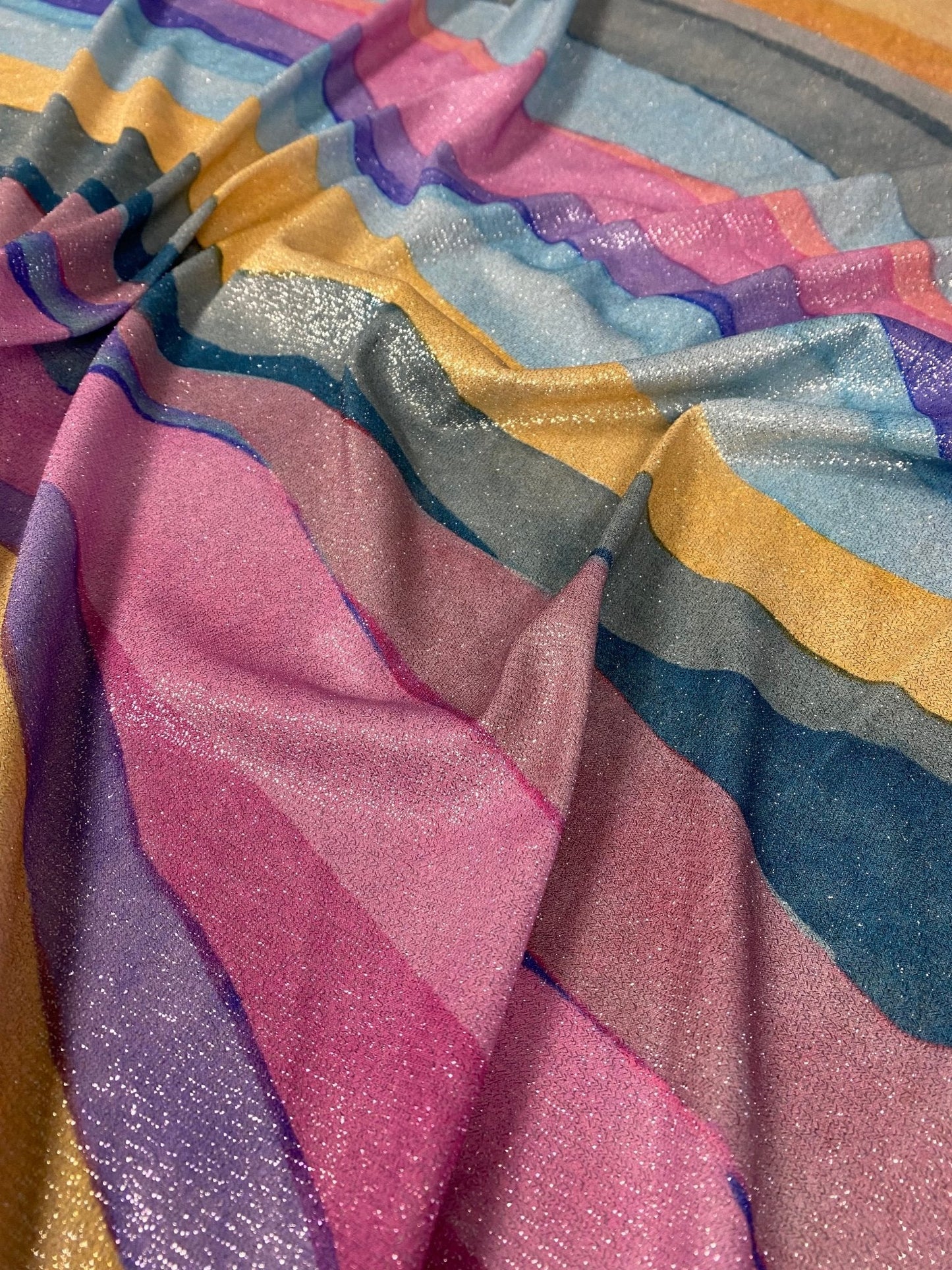 Multicolor Shimmer Lurex Fabric with Glitter