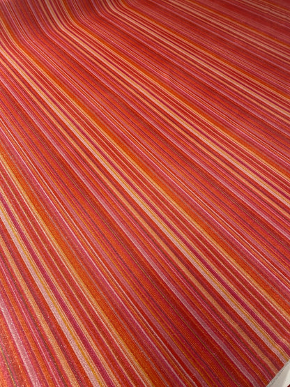 Multicolor Striped Glitter Fabric – Red, Orange & Pink Tones