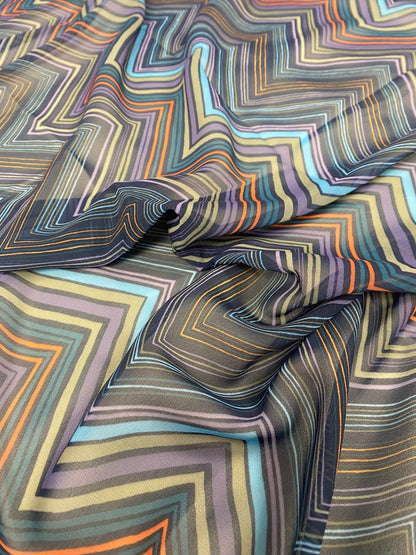 Multicolor Zigzag Patterned Fabric