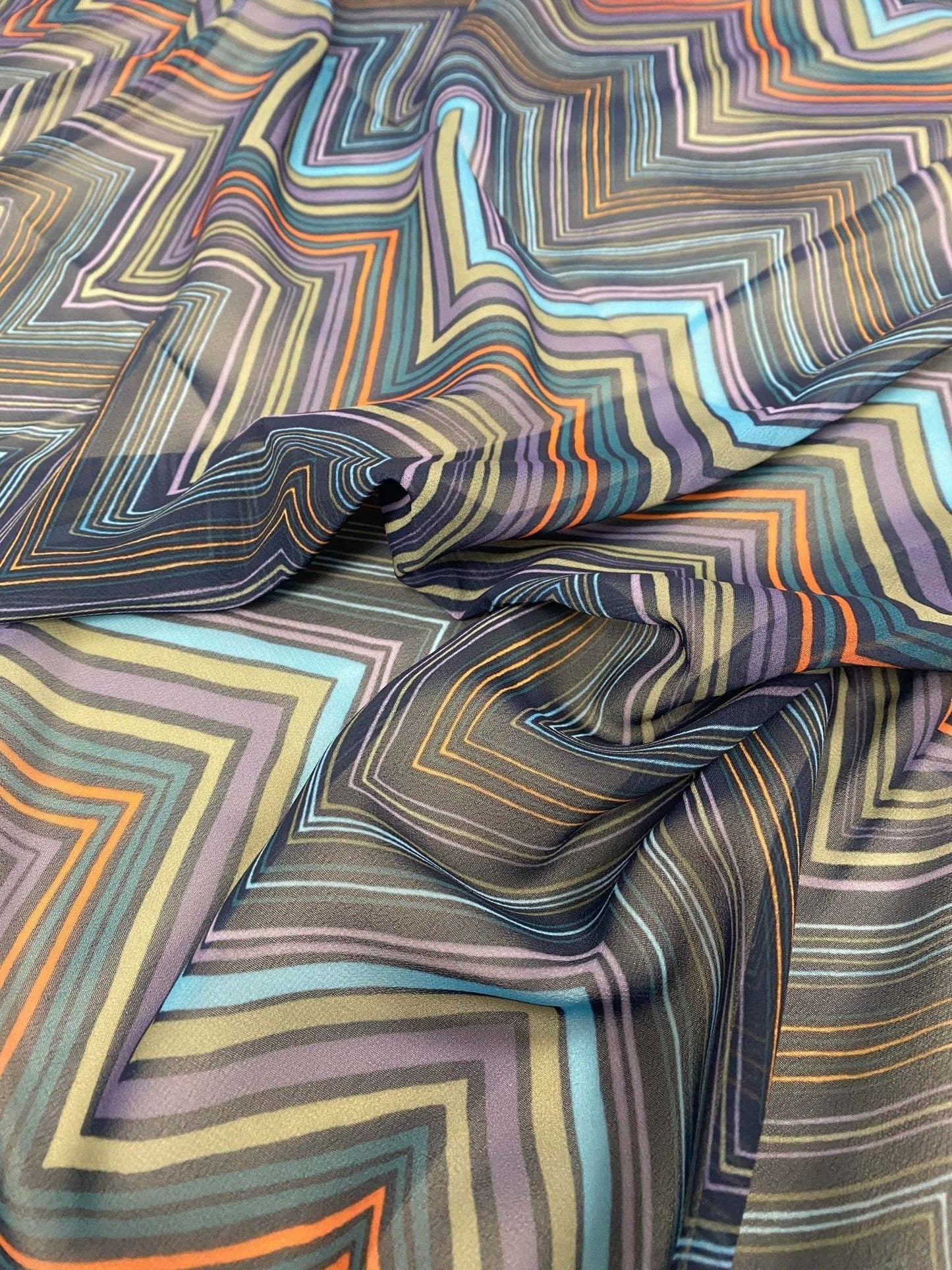 Multicolor Zigzag Patterned Fabric – Multiple Fabric Options, Sold by Metre