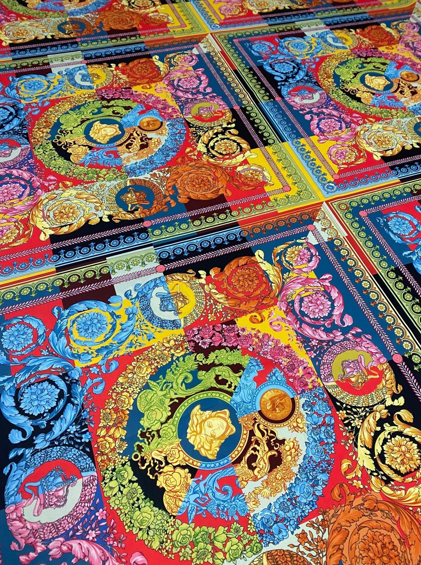 Multicolour Baroque Crepe Fabric by the Metre